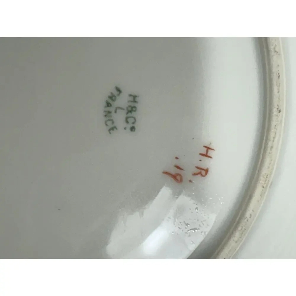 Antique France‎ Dinner Plate H & Co Limoges Hand Painted Blue Floral Good Edges